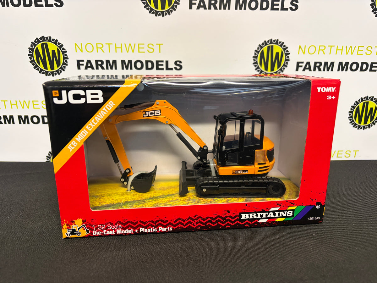 BRITAINS 43013A3 1:32 SCALE JCB 86C-1 MIDI EXCAVATOR