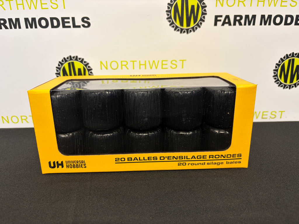UNIVERSAL HOBBIES 7230 1:32 SCALE 20 ROUND BALE SILAGE BLACK WRAP