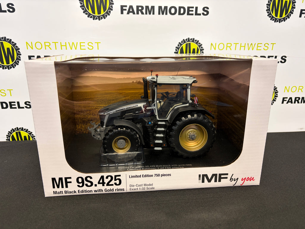UNIVERSAL HOBBIES 7206 1:32 SCALE MASSEY FERGUSON 9S.425 MATT BLACK WITH GOLD WHEELS LIMITED EDITION