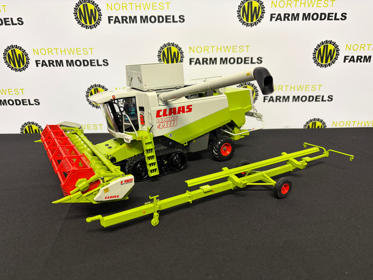 MARGE MODELS 02671820 1:32 SCALE CLAAS LEXION 480 TERRA TRAC WITH C750 GRAIN HEADER AND TRAILER