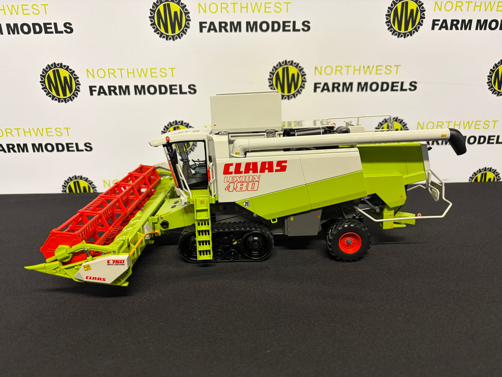MARGE MODELS 02671820 1:32 SCALE CLAAS LEXION 480 TERRA TRAC WITH C750 GRAIN HEADER AND TRAILER
