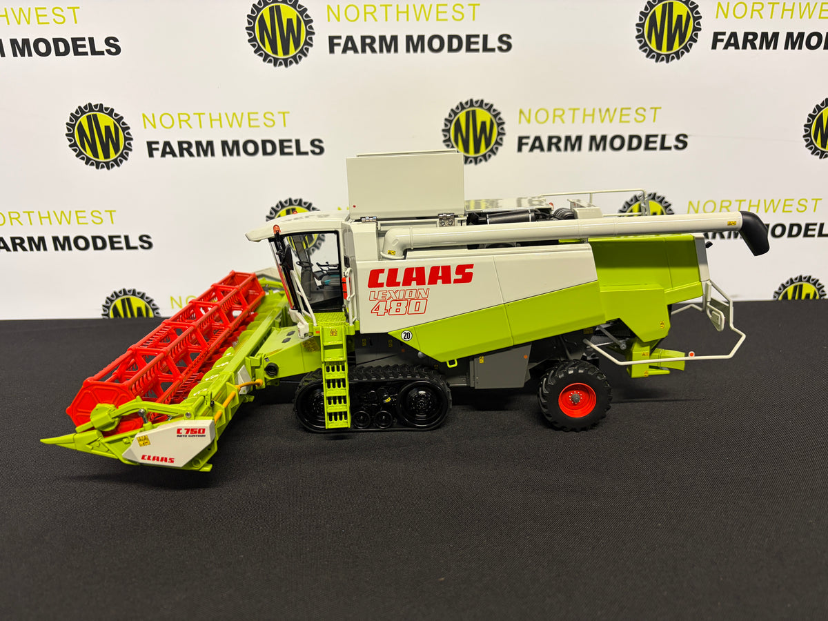 MARGE MODELS 02671820 1:32 SCALE CLAAS LEXION 480 TERRA TRAC WITH C750 GRAIN HEADER AND TRAILER