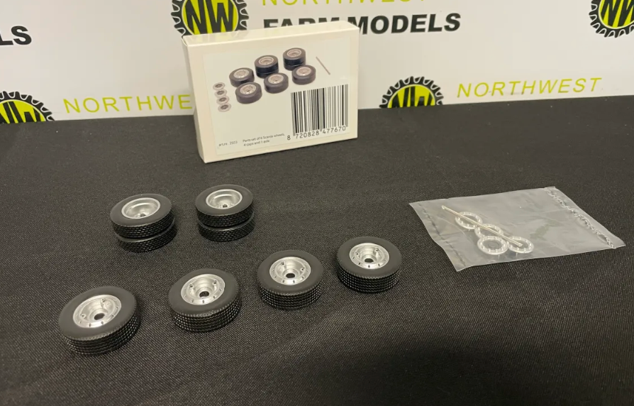 MARGE MODELS 2503 PARTS SET OF 6 SCANIA WHEELS 4 CAPS AND 1 AXLE