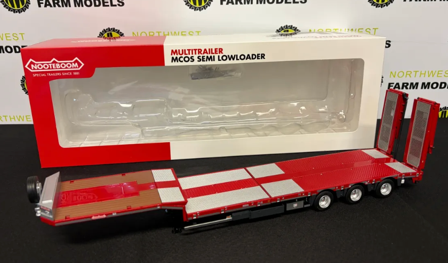MARGE MODELS 1:32 SCALE NOOTEBOOM MCOS SEMI LOW LOADER TRAILER - RED