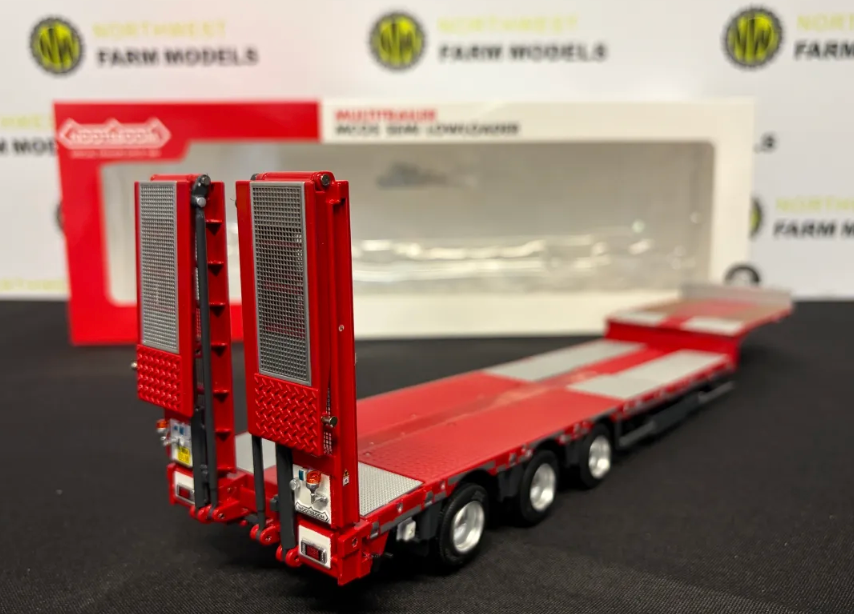MARGE MODELS 1:32 SCALE NOOTEBOOM MCOS SEMI LOW LOADER TRAILER - RED