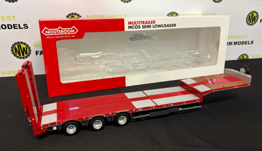 MARGE MODELS 1:32 SCALE NOOTEBOOM MCOS SEMI LOW LOADER TRAILER - RED