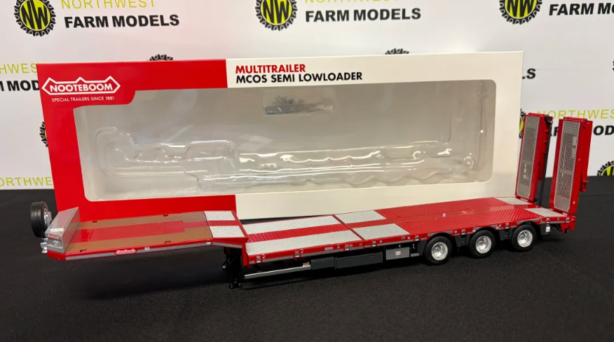MARGE MODELS 1:32 SCALE NOOTEBOOM MCOS SEMI LOW LOADER TRAILER - RED