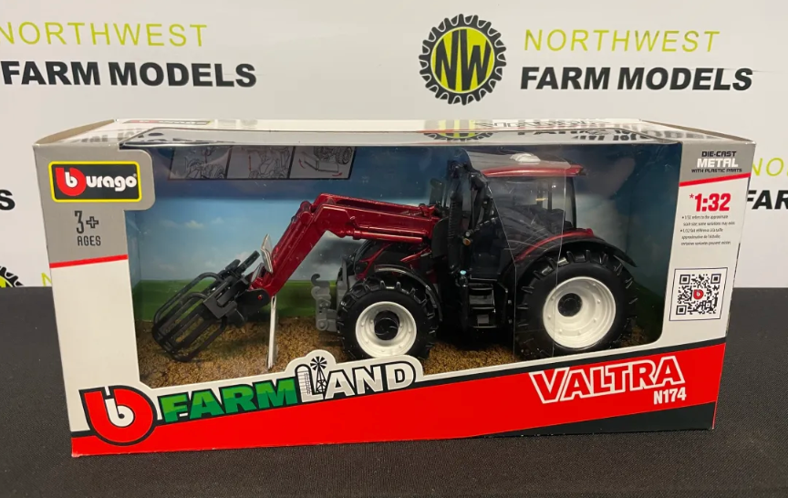 BBURGO 1:32 SCALE 44082 VALTRA N174 WITH LOADER AND BALE GRAB