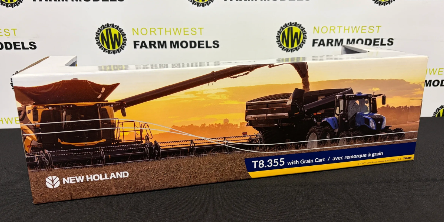ERTL 1:32 SCALE 61028 NEW HOLLAND T8.355 WITH GRAIN CHASER