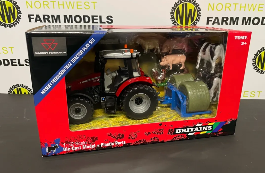 BRITAINS 1:32 SCALE 43205 MASSEY FERGUSON 5612 TRACTOR PLAY SET