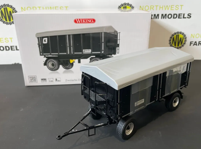 WIKING 1:32 SCALE KROGER HKD 302 TWIN AXLE THREE SIDED TIPPING TRAILER BLACK EDITION