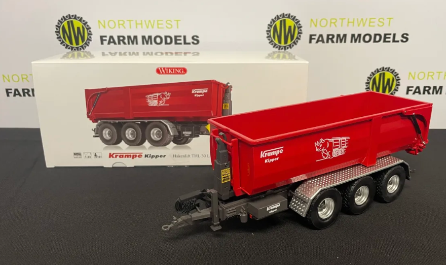 WIKING 1:32 SCALE KRAMPE TRIDEM THL 30 HOOK LIFTER TRAILER WITH BODY