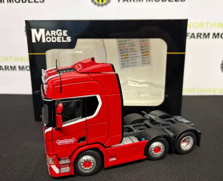 MARGE MODELS 2015-03-01 1:32 SCALE SCANIA R500 6X2 RED NOOTEBOOM EDITION