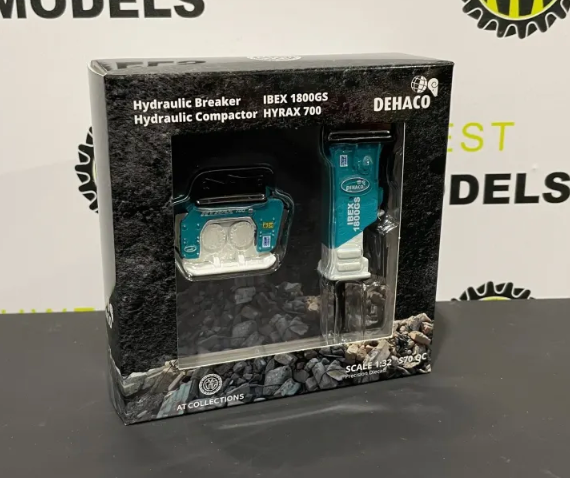 AT COLLECTIONS 3200170 1:32 SCALE DEHACO HYDRAULIC BREAKER AND HYDRAULIC COMPACTOR