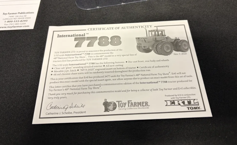ERTL 444730TP 1:32 SCALE INTERNATIONAL 7788 "2025 NATIONAL FARM TOY SHOW"