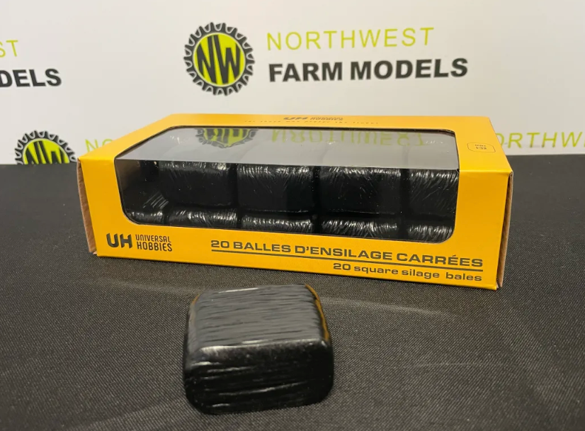 UNIVERSAL HOBBIES 6882 1:32 SCALE 20 SQUARE SILAGE BALES (WRAPPED BLACK)