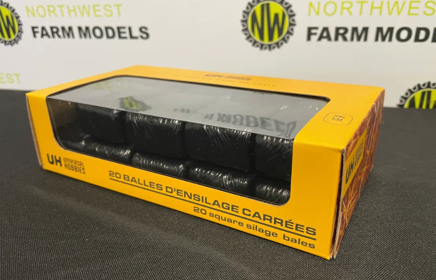 UNIVERSAL HOBBIES 6882 1:32 SCALE 20 SQUARE SILAGE BALES (WRAPPED BLACK)
