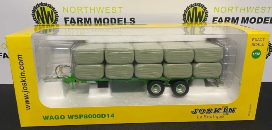 UNIVERSAL HOBBIES 6789 1:32 SCALE JOSKIN WAGO WSP8000D14 BALE TRAILER WITH BALES