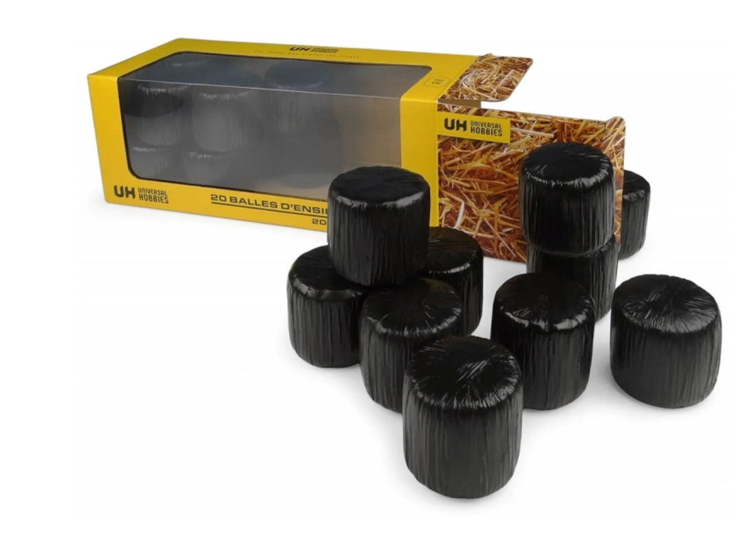 UNIVERSAL HOBBIES 7230 1:32 SCALE 20 ROUND BALE SILAGE BLACK WRAP